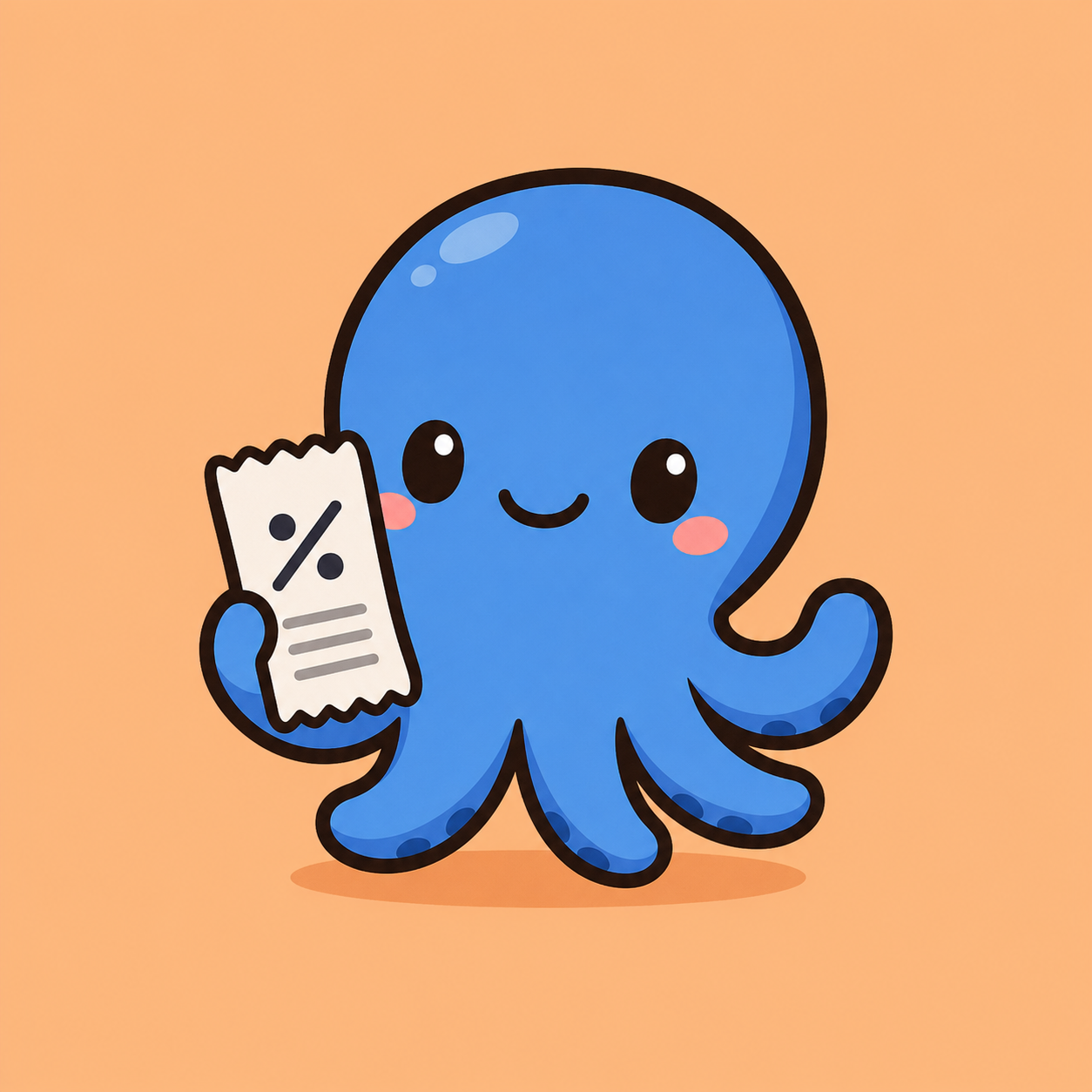 TakoSplit octopus holding a receipt